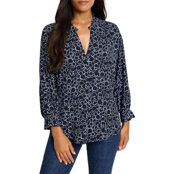 NIC+ZOE Tops - NIC+ZOE Pearl Garden Cinch Top Women M Blue Hi Low Boho Flowy Casual Coastal NWT